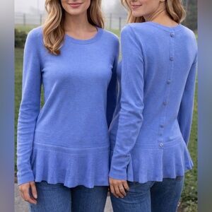 -Lily Pulitzer Periwinkle Long Ruffle Hem Button Up Back Design Women Size Large